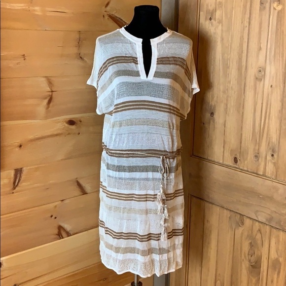 Chico’s striped belted tunic top Size Small - Picture 4 of 9